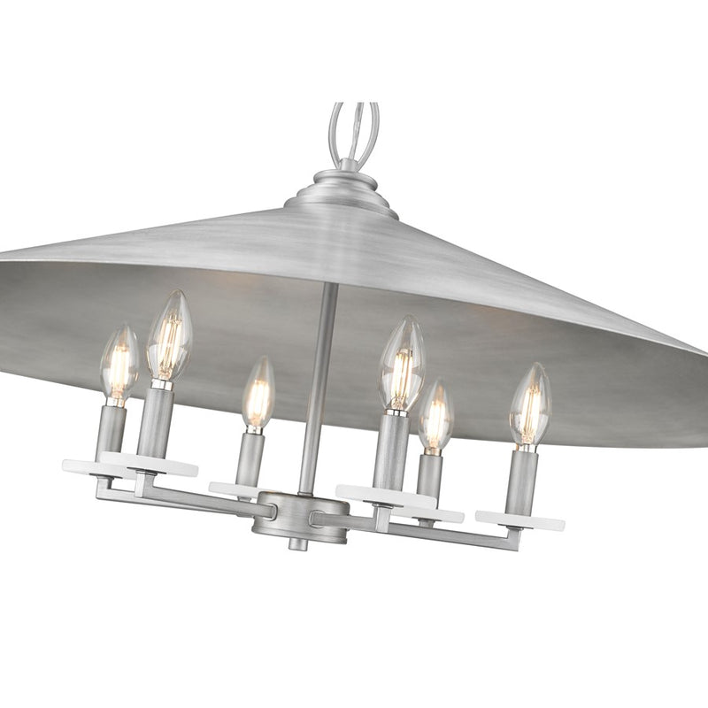 Z-Lite Rialto 6 Light 32" Pendant, Signature Pewter/Signature Pewter