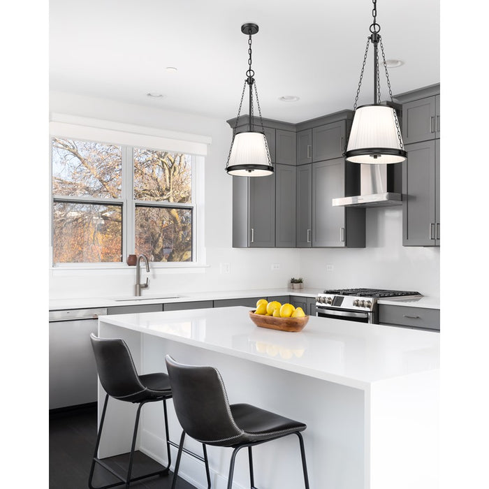Z-Lite Madeline 4 Light 12" Pendant, Matte Black/White