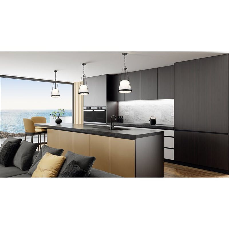 Z-Lite Madeline 4 Light 12" Pendant, Matte Black/White