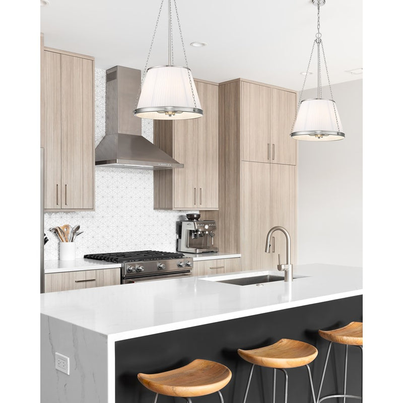 Z-Lite Madeline 5 Light 18" Pendant, Brushed Nickel/White