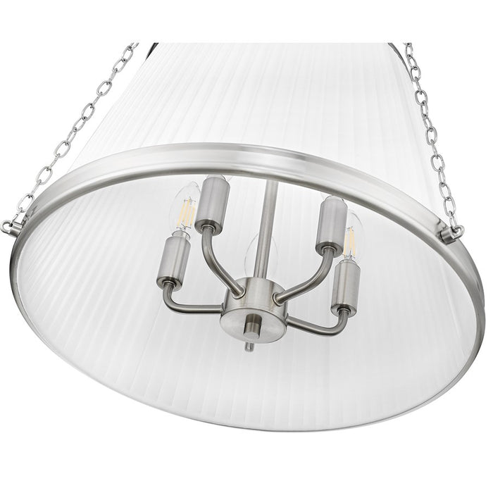 Z-Lite Madeline 5 Light 18" Pendant, Brushed Nickel/White