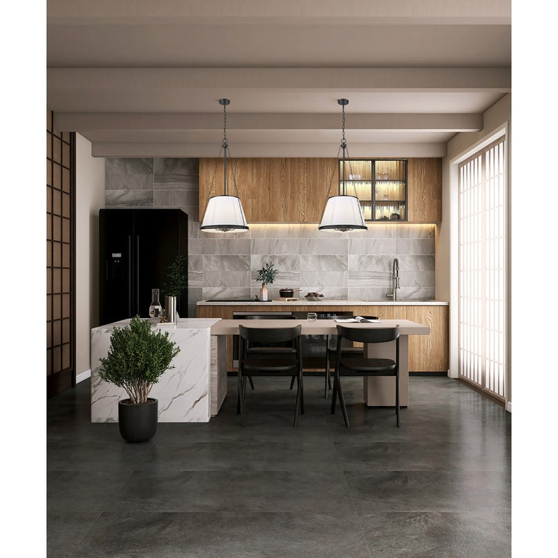 Z-Lite Madeline 5 Light 18" Pendant, Matte Black/White