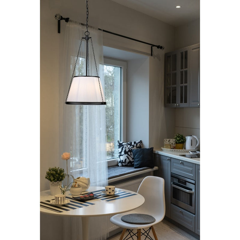 Z-Lite Madeline 5 Light 18" Pendant, Matte Black/White