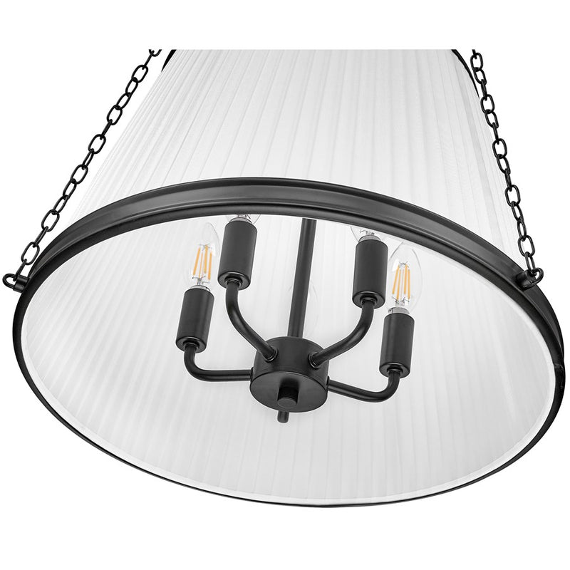 Z-Lite Madeline 5 Light 18" Pendant, Matte Black/White