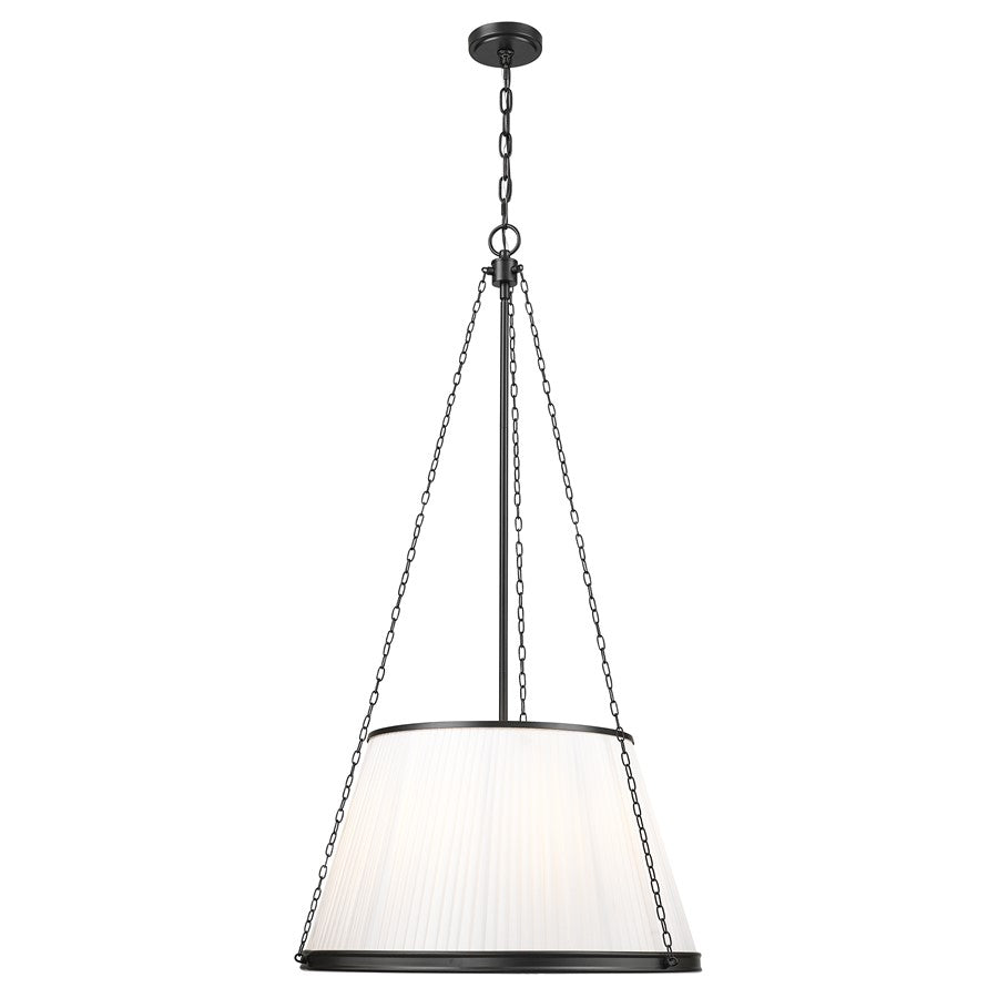 Z-Lite Madeline 6 Light 24" Pendant, Matte Black/White - 1954P24-MB