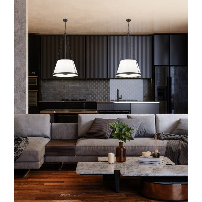Z-Lite Madeline 6 Light 24" Pendant, Matte Black/White