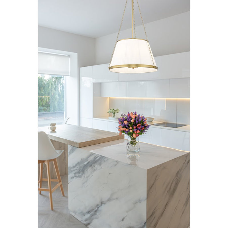 Z-Lite Madeline 6 Light 24" Pendant, Modern Gold/White