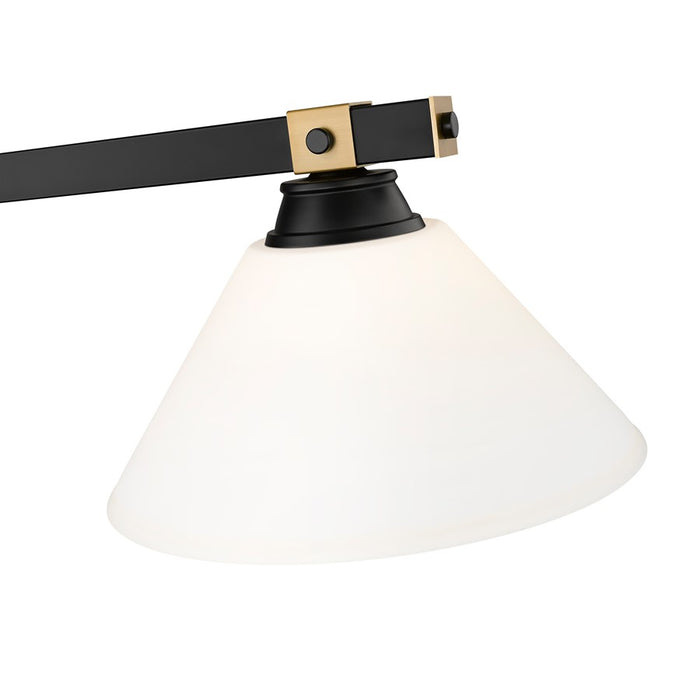 Z-Lite Bronte 3 Light 52.75" Billiard, Black/Rubbed Brass/Opal