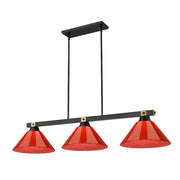 Z-Lite Bronte 3 Light 52.75" Billiard, Black/Brass/Burgundy - 1955-3MB-RB-ARBG