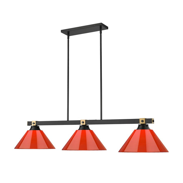 Z-Lite Bronte 3 Light 52.75" Billiard, Black/Brass/Burgundy