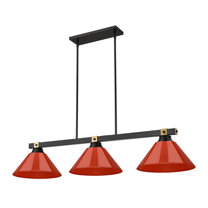 Z-Lite Bronte 3 Light 52.75" Billiard, Black/Brass/Burgundy