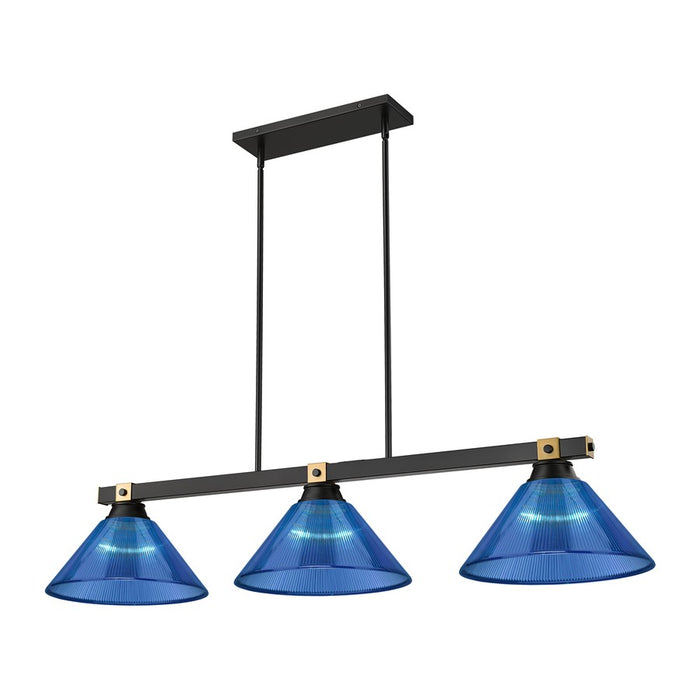 Z-Lite Bronte 3Lt 52.75" Billiard, Black/Brass/Dark Blue - 1955-3MB-RB-ARDB