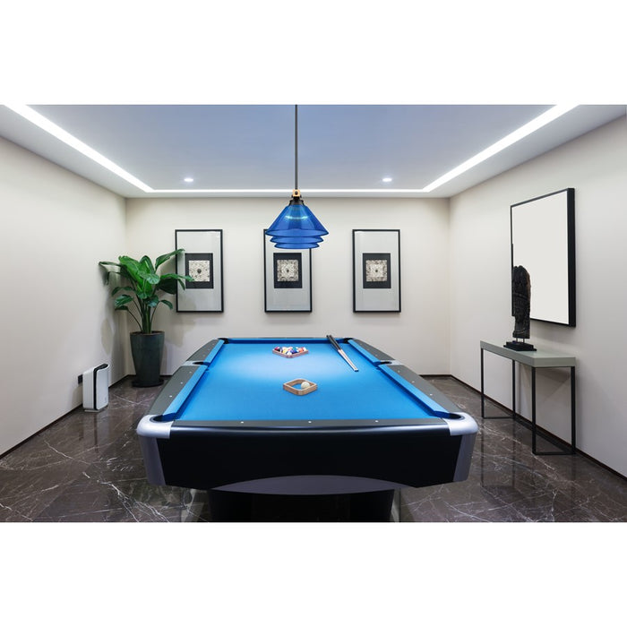 Z-Lite Bronte 3Lt 52.75" Billiard, Black/Brass/Dark Blue