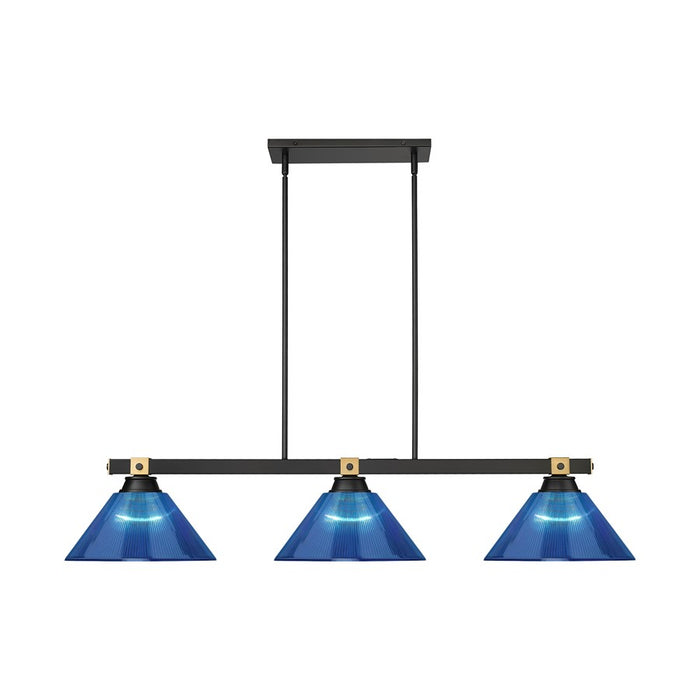 Z-Lite Bronte 3Lt 52.75" Billiard, Black/Brass/Dark Blue