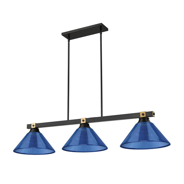 Z-Lite Bronte 3Lt 52.75" Billiard, Black/Brass/Dark Blue