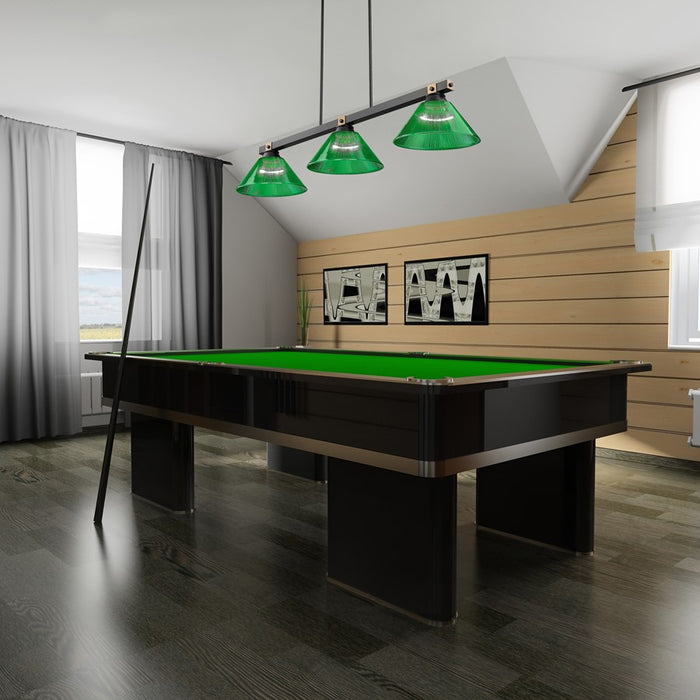 Z-Lite Bronte 3Lt 52.75" Billiard, Black/Rubbed Brass/Green