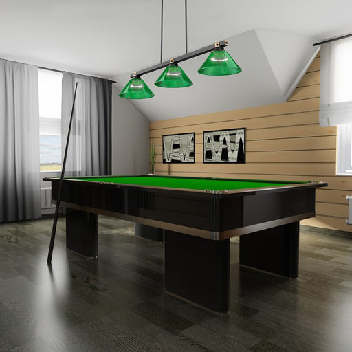 Z-Lite Bronte 3 Light 52.75" Billiard, Black/Rubbed Brass/Green