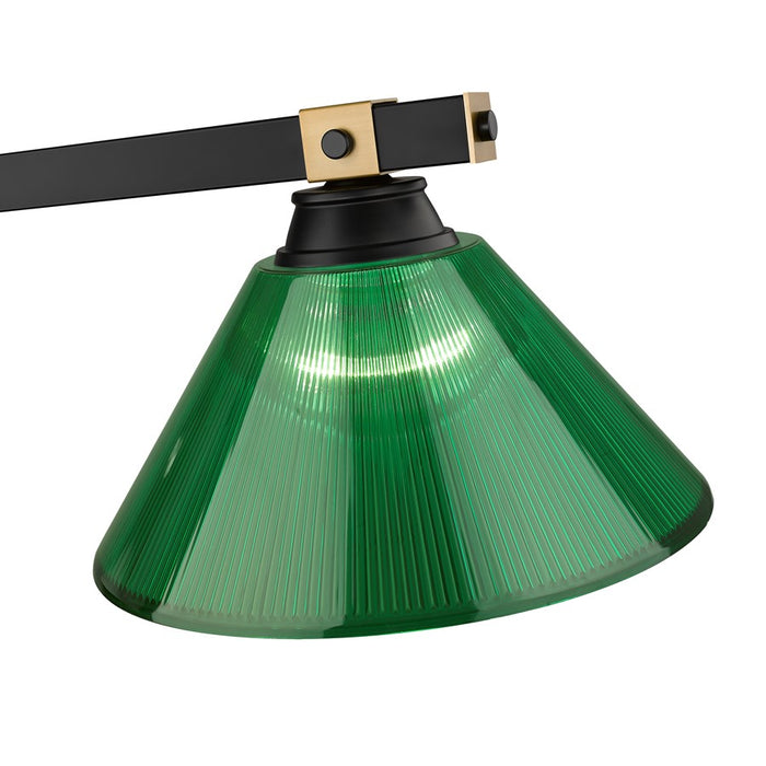 Z-Lite Bronte 3Lt 52.75" Billiard, Black/Rubbed Brass/Green