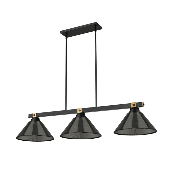 Z-Lite Bronte 3Lt 52.75" Billiard, Black/Rubbed Brass/Smoke