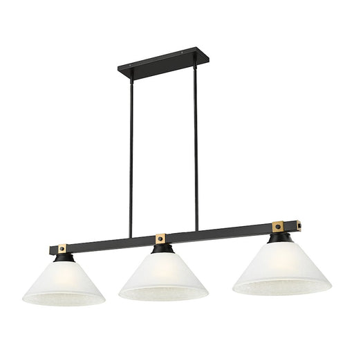 Z-Lite Bronte 3 Light 52.75" Billiard, Black/Brass/White Linen - 1955-3MB-RB-AWL14