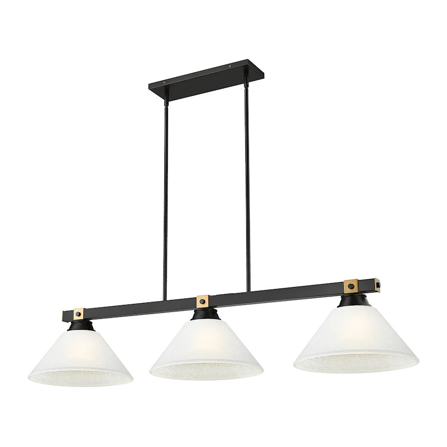 Z-Lite Bronte 3 Light 52.75" Billiard, Black/Brass/White Linen - 1955-3MB-RB-AWL14