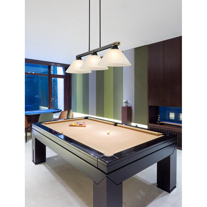 Z-Lite Bronte 3Lt 52.75" Billiard, Black/Brass/White Linen