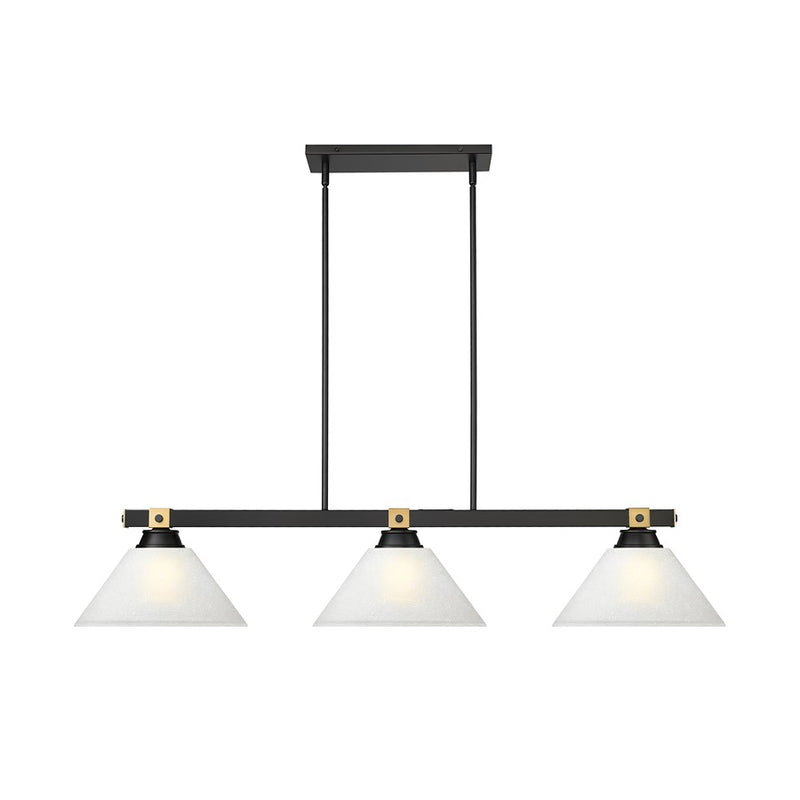 Z-Lite Bronte 3Lt 52.75" Billiard, Black/Brass/White Linen