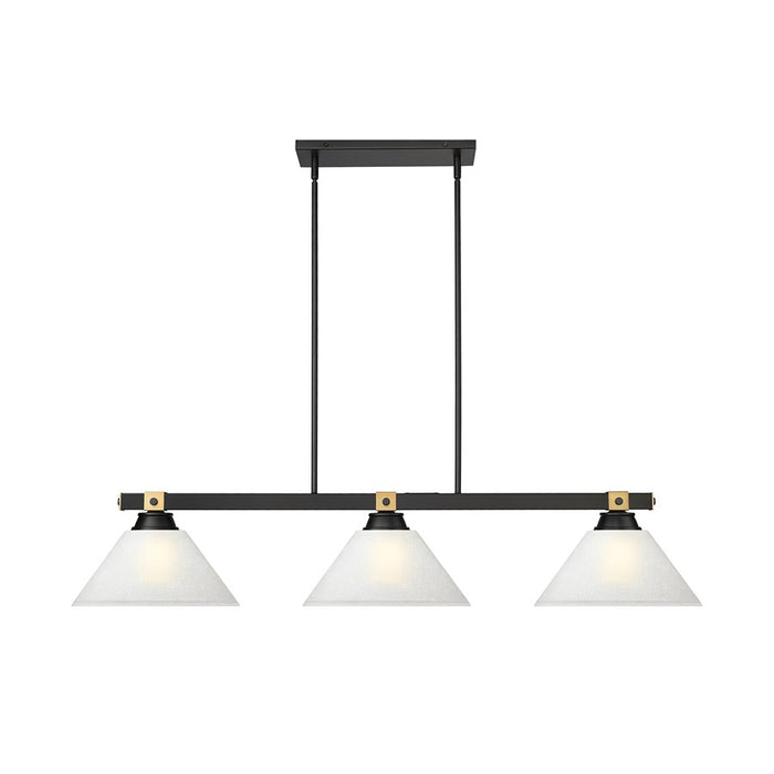 Z-Lite Bronte 3Lt 52.75" Billiard, Black/Brass/White Linen