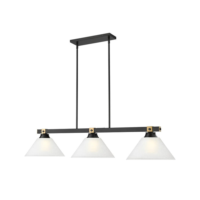 Z-Lite Bronte 3Lt 52.75" Billiard, Black/Brass/White Linen