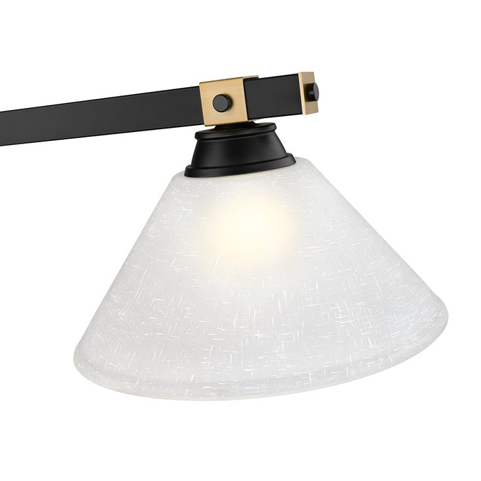 Z-Lite Bronte 3 Light 52.75" Billiard, Black/Brass/White Linen
