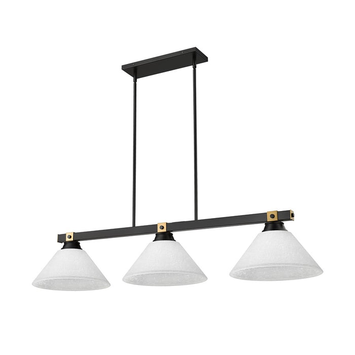 Z-Lite Bronte 3Lt 52.75" Billiard, Black/Brass/White Linen