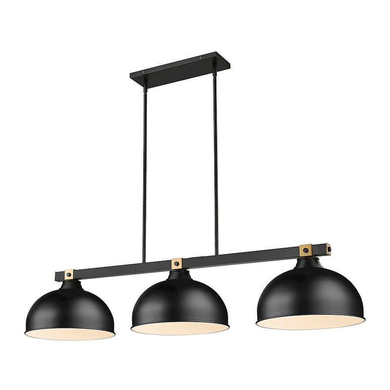 Z-Lite Bronte 3 Light 51.75" Billiard, Black/Rubbed Brass/Black - 1955-3MB-RB-D13MB