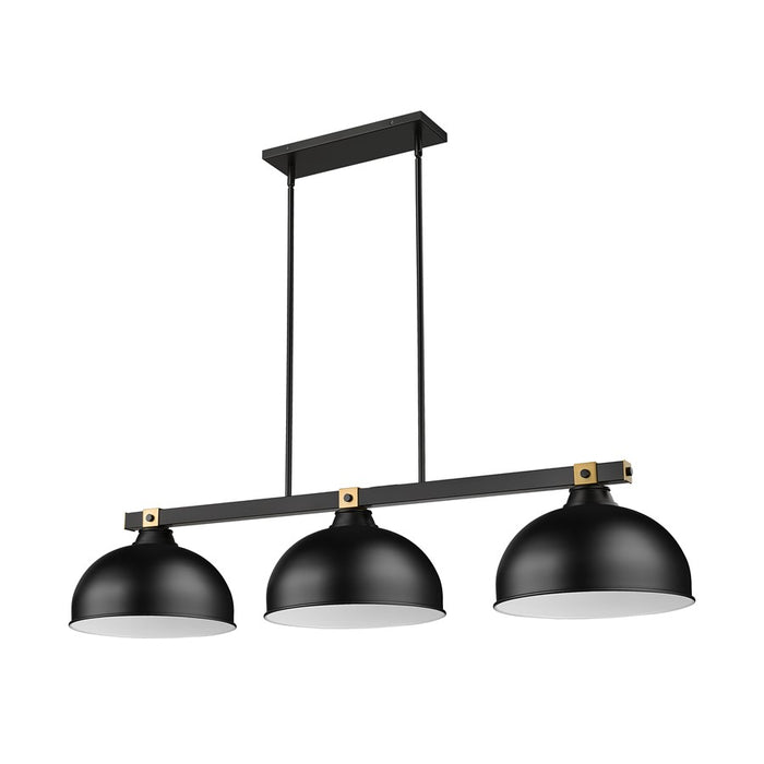 Z-Lite Bronte 3 Light 51.75" Billiard, Black/Rubbed Brass/Black