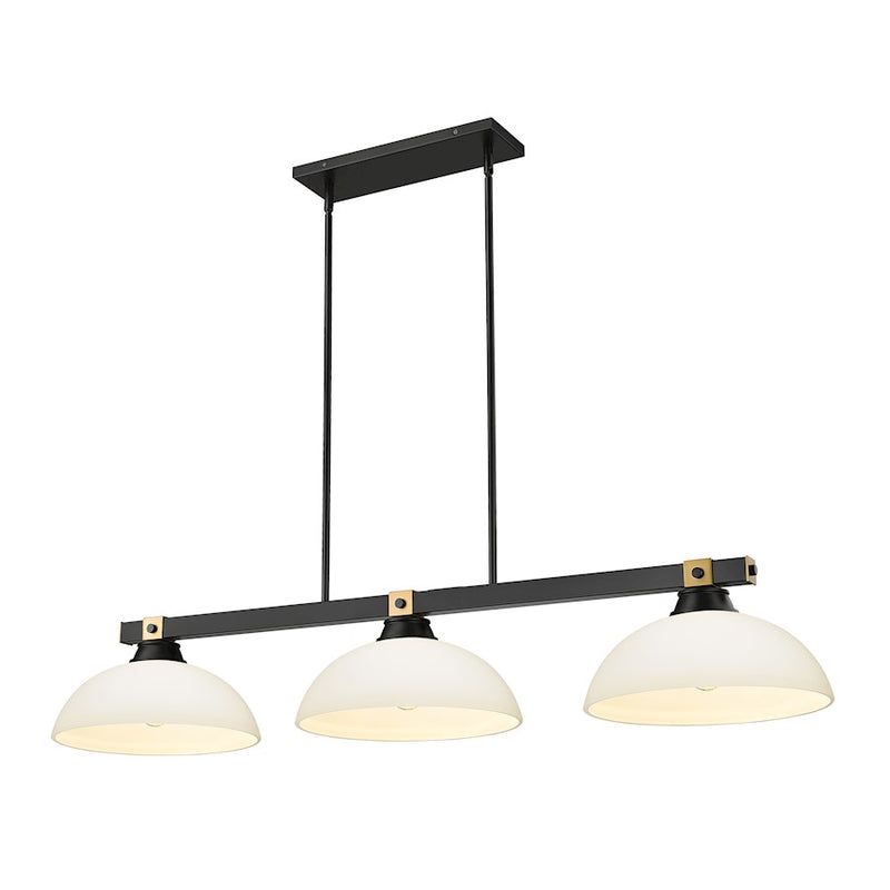 Z-Lite Bronte 3 Light 52.25" Billiard, Black/Rubbed Brass/Opal - 1955-3MB-RB-DMO14