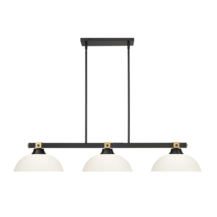 Z-Lite Bronte 3 Light 52.25" Billiard, Black/Rubbed Brass/Opal
