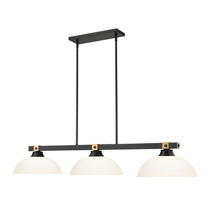 Z-Lite Bronte 3Lt 52.25" Billiard, Black/Rubbed Brass/Opal