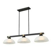 Z-Lite Bronte 3 Light 52.25" Billiard, Black/Brass/White Linen - 1955-3MB-RB-DWL14