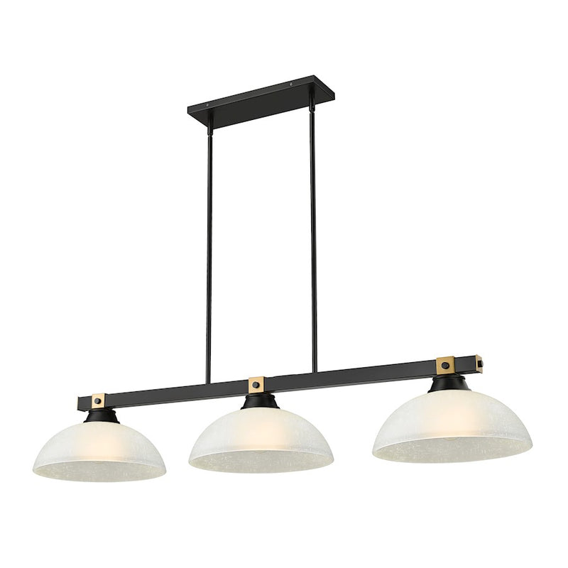 Z-Lite Bronte 3 Light 52.25" Billiard, Black/Brass/White Linen - 1955-3MB-RB-DWL14