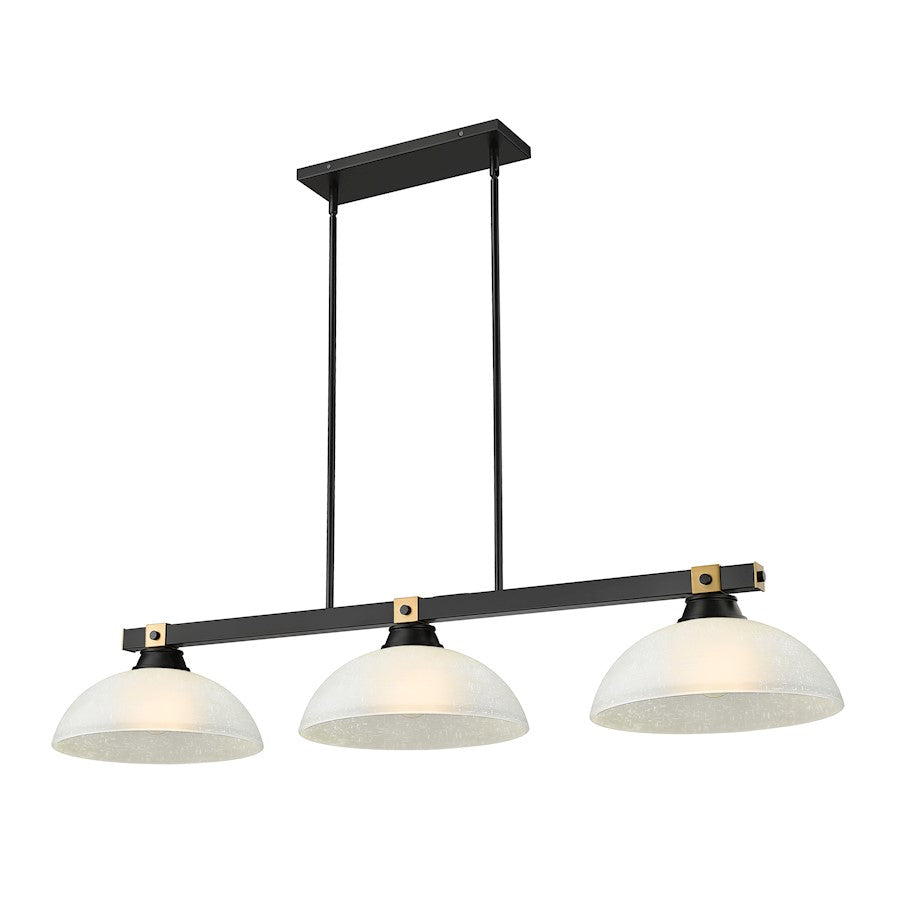 Z-Lite Bronte 3 Light 52.25" Billiard, Black/Brass/White Linen - 1955-3MB-RB-DWL14