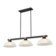 Z-Lite Bronte 3Lt 52.25" Billiard, Black/Brass/White Linen - 1955-3MB-RB-DWL14
