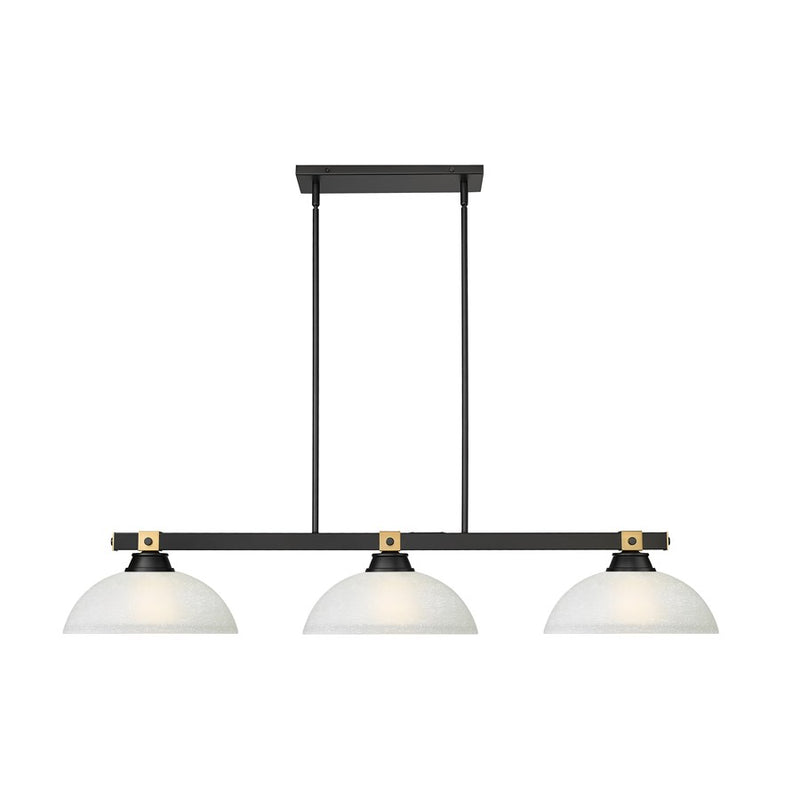 Z-Lite Bronte 3Lt 52.25" Billiard, Black/Brass/White Linen