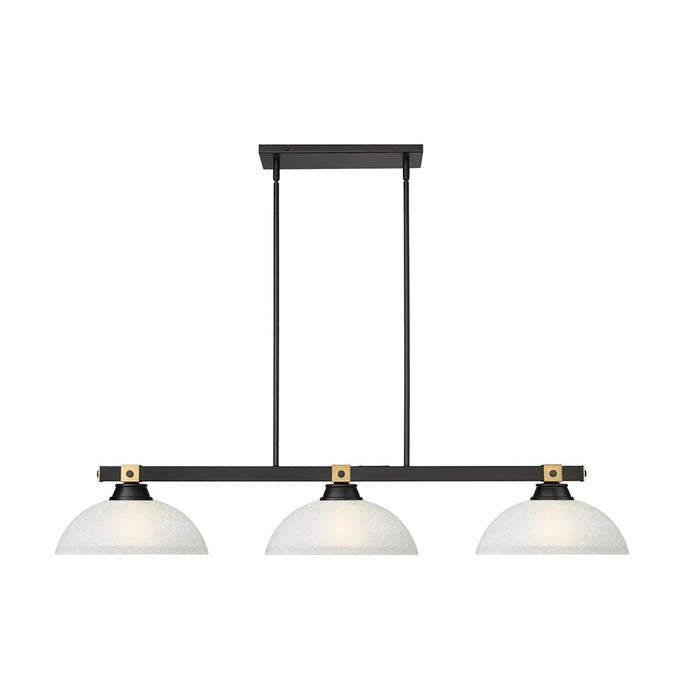 Z-Lite Bronte 3 Light 52.25" Billiard, Black/Brass/White Linen