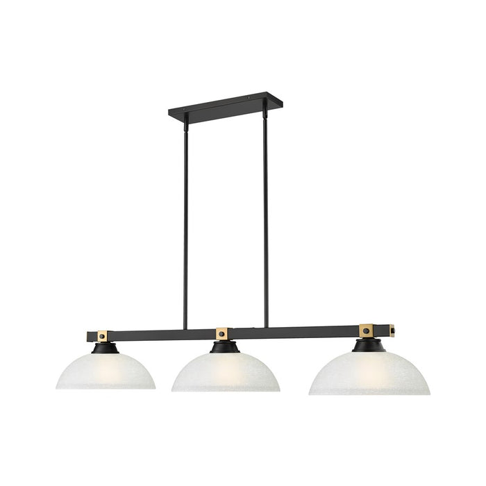 Z-Lite Bronte 3 Light 52.25" Billiard, Black/Brass/White Linen