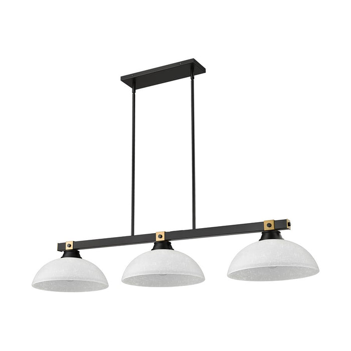 Z-Lite Bronte 3 Light 52.25" Billiard, Black/Brass/White Linen