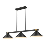 Z-Lite Bronte 3Lt 54" Billiard, Black/Rubbed Brass/Black - 1955-3MB-RB-MB15