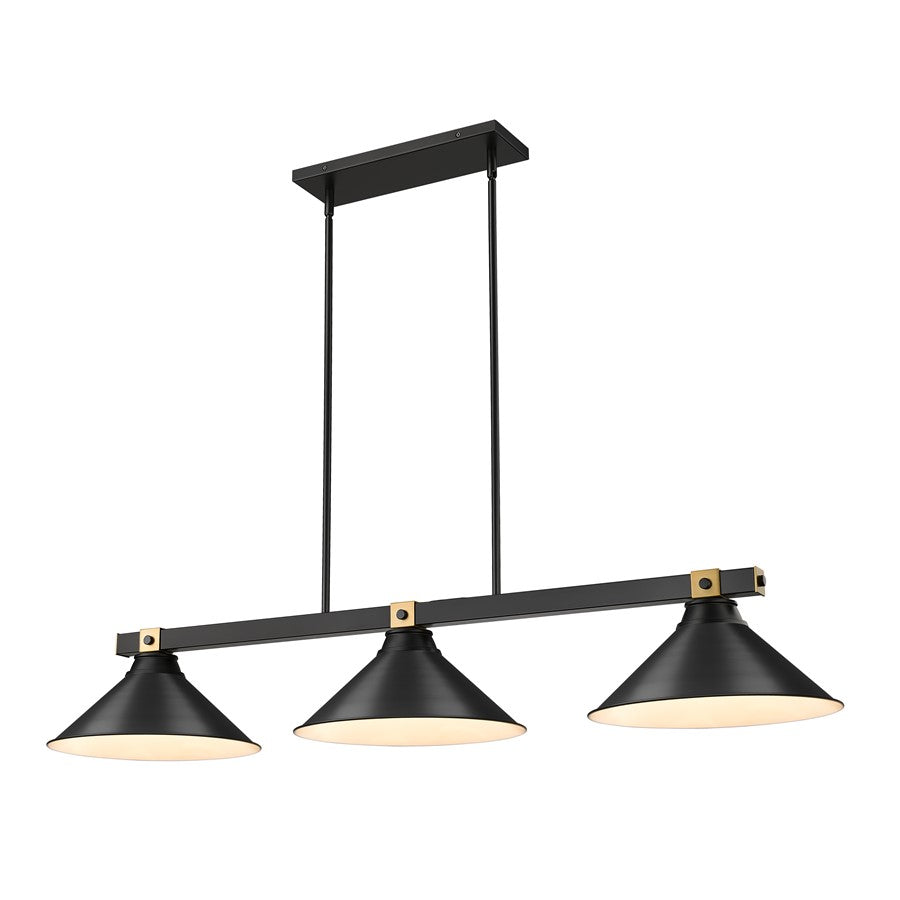 Z-Lite Bronte 3Lt 54" Billiard, Black/Rubbed Brass/Black - 1955-3MB-RB-MB15