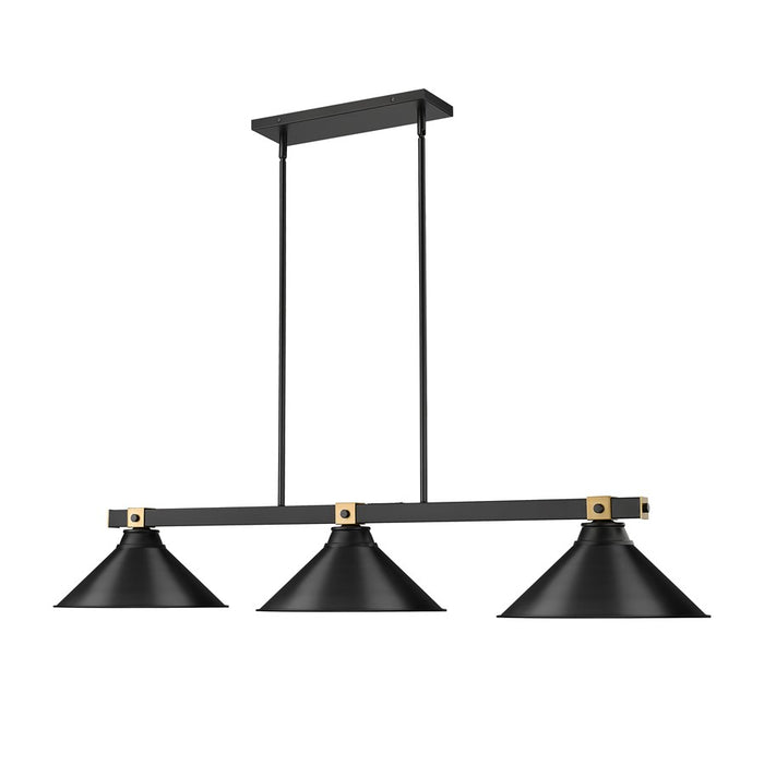 Z-Lite Bronte 3Lt 54" Billiard, Black/Rubbed Brass/Black