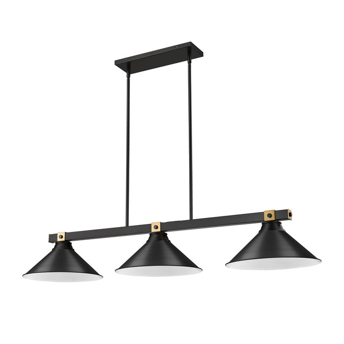 Z-Lite Bronte 3Lt 54" Billiard, Black/Rubbed Brass/Black