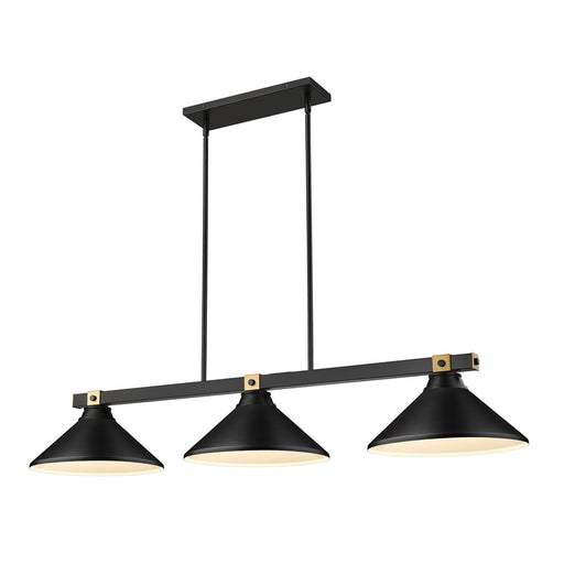Z-Lite Bronte 3Lt 52.75" Billiard, Black/Rubbed Brass/Black - 1955-3MB-RB-MMB