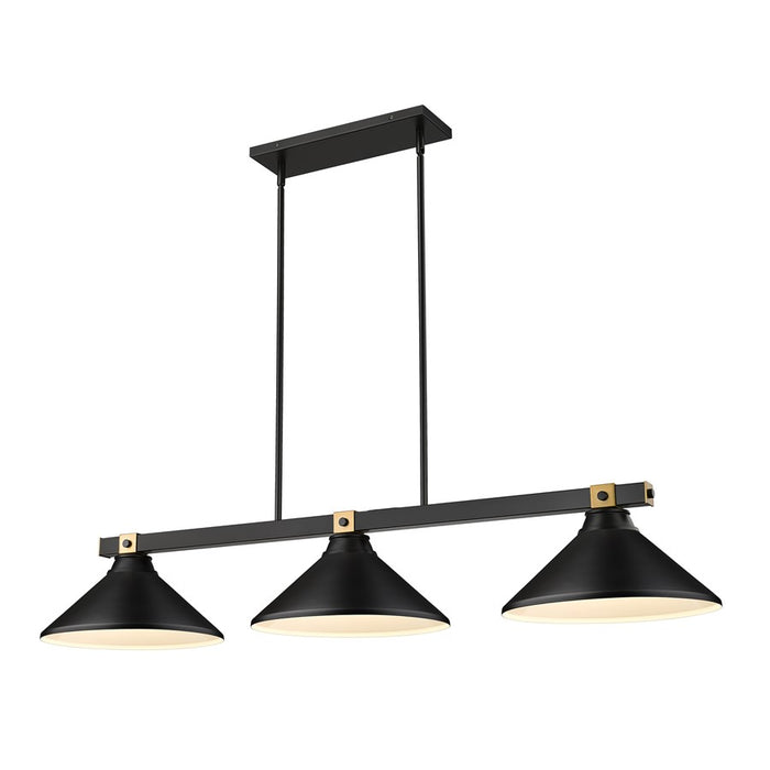 Z-Lite Bronte 3Lt 52.75" Billiard, Black/Rubbed Brass/Black - 1955-3MB-RB-MMB